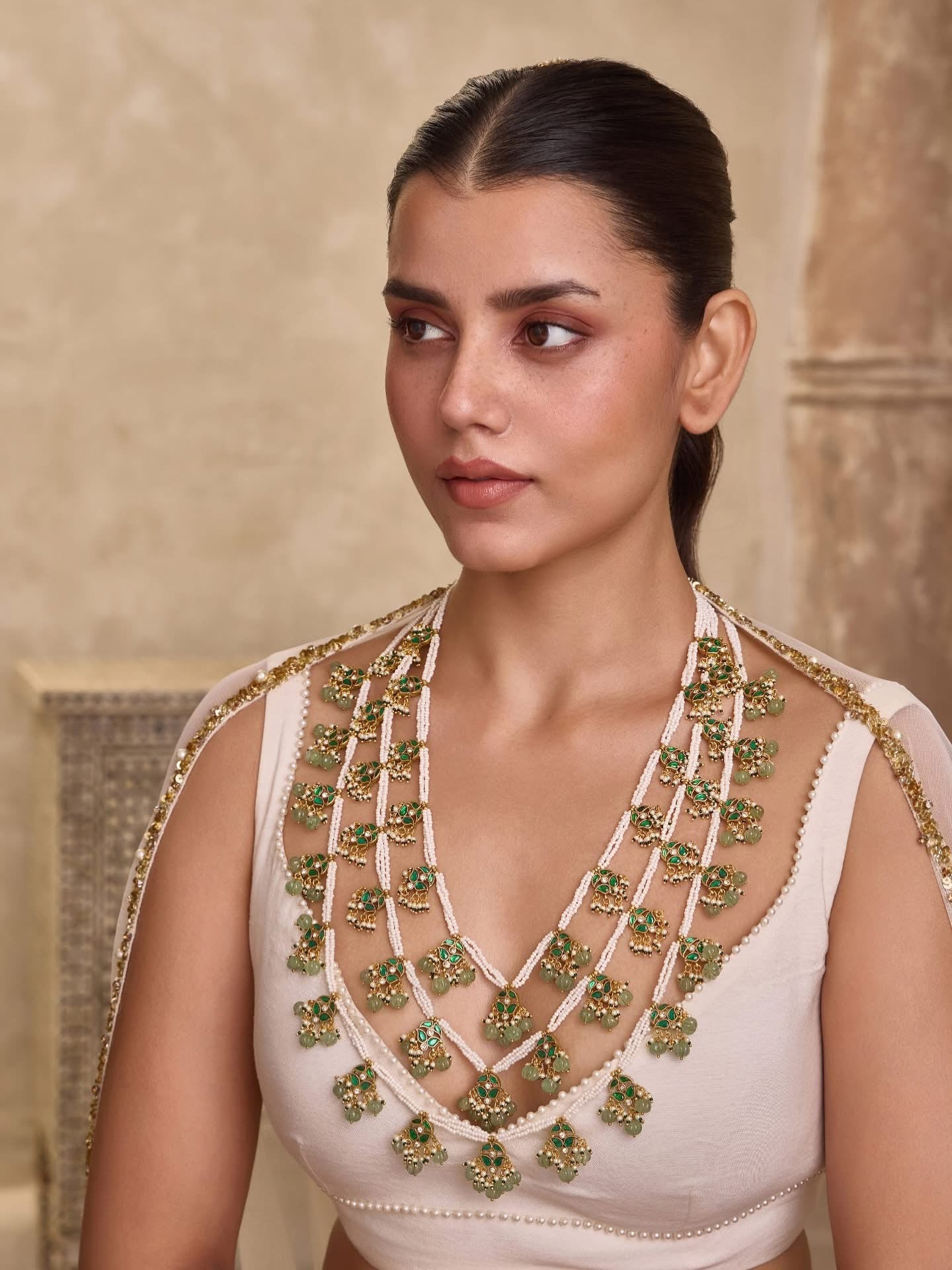 Layered Kundan & Emerald Set