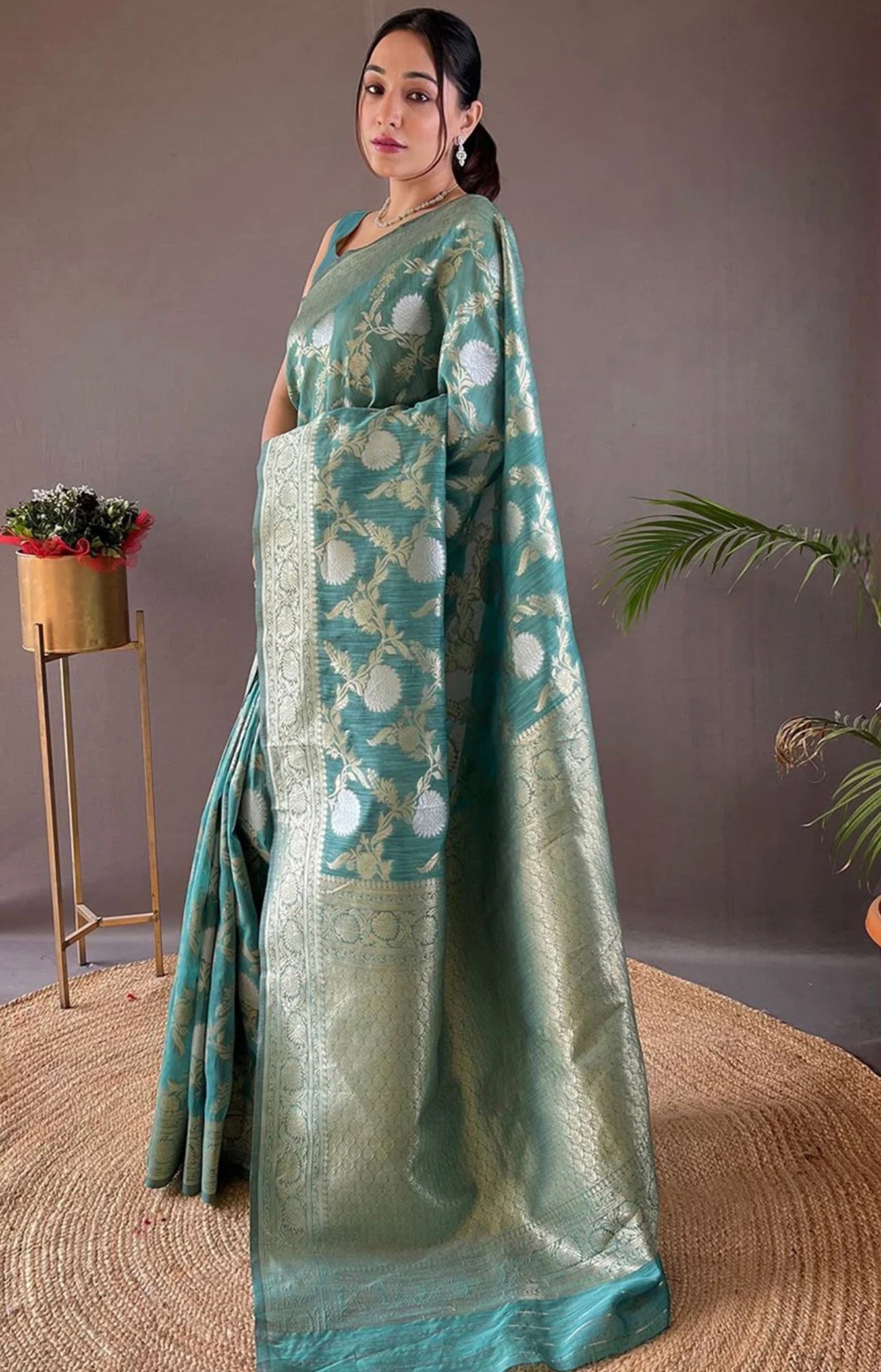 Sea Green Banarasi Saree