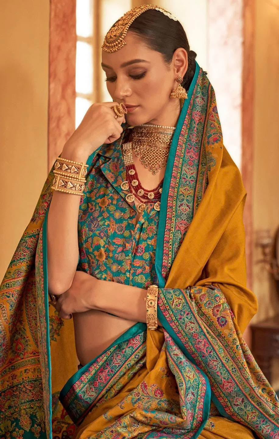 Mustard Kani Silk Saree