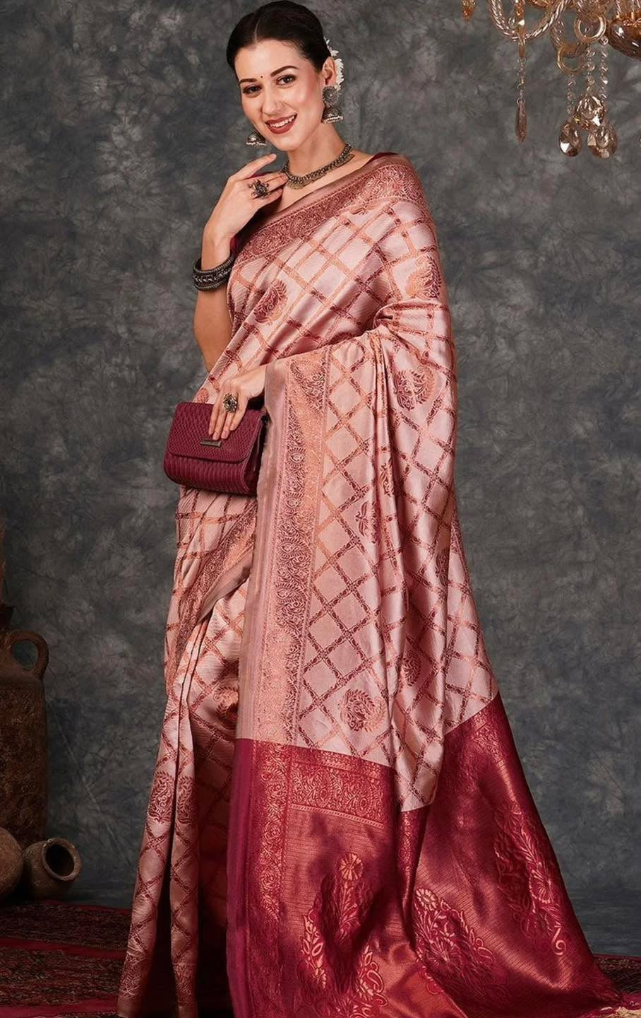 Dusky Pink Silk Saree