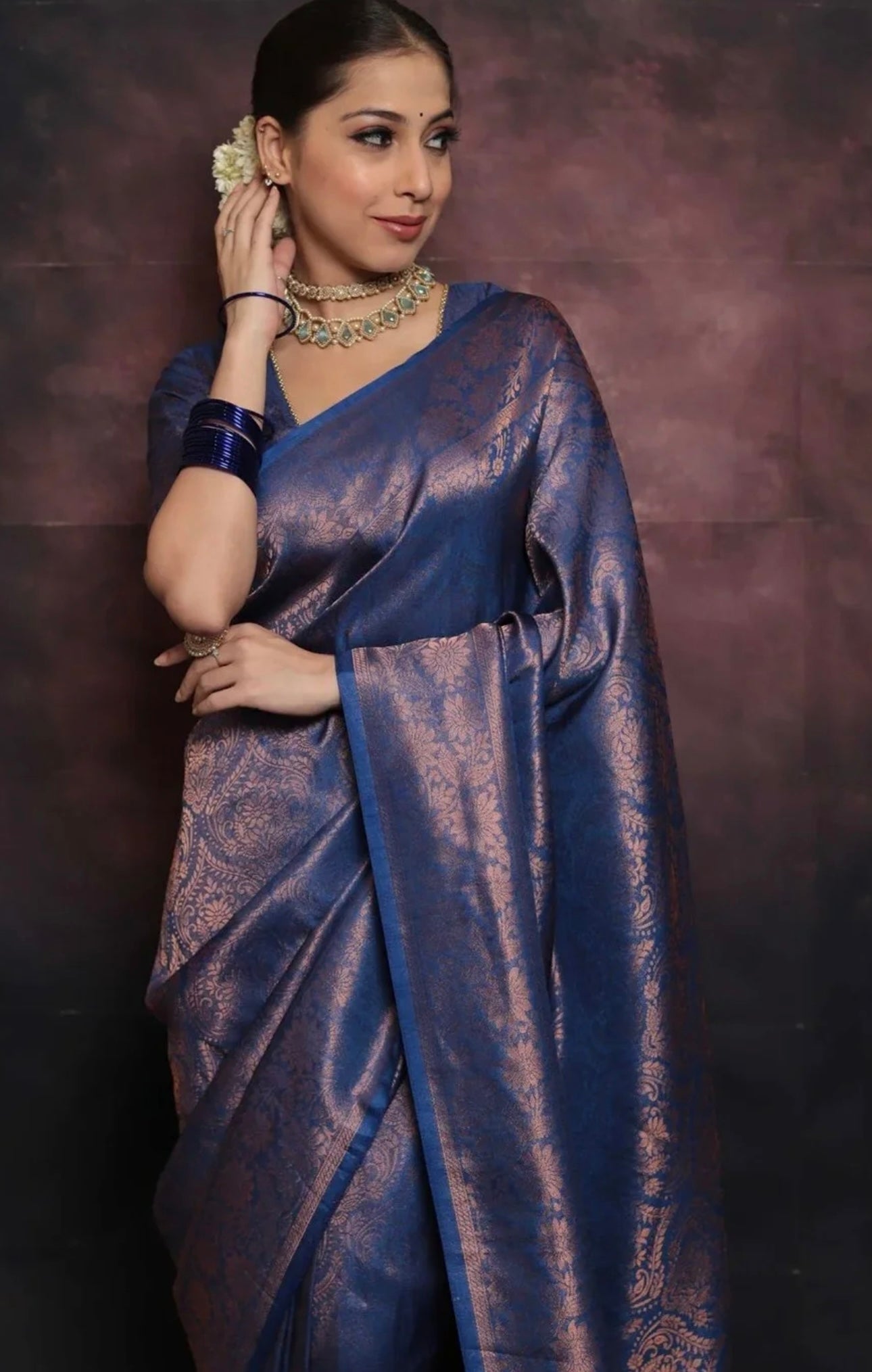 Blue Kanjiwaram Saree