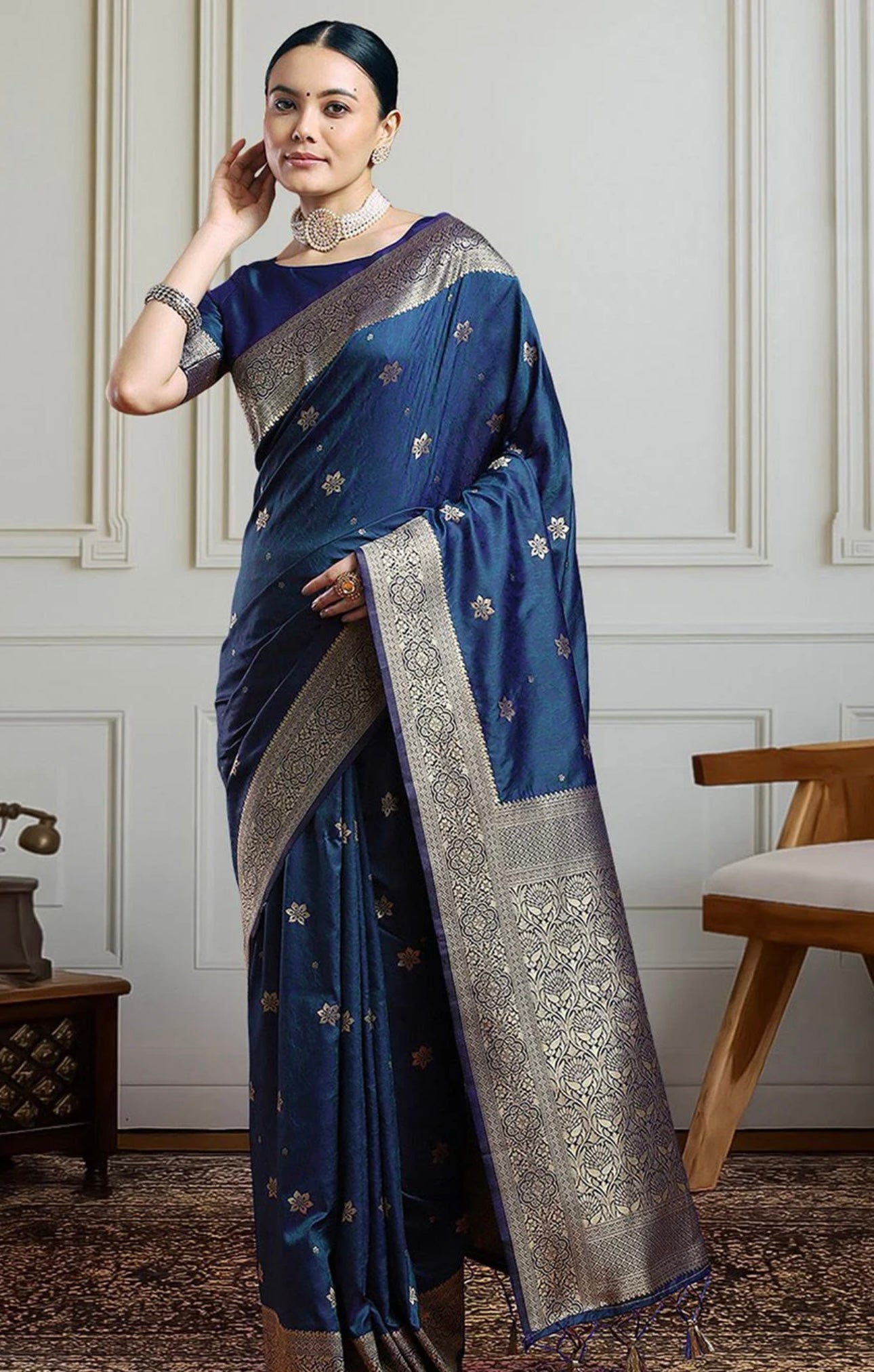 Indigo Kanjiwaram Saree