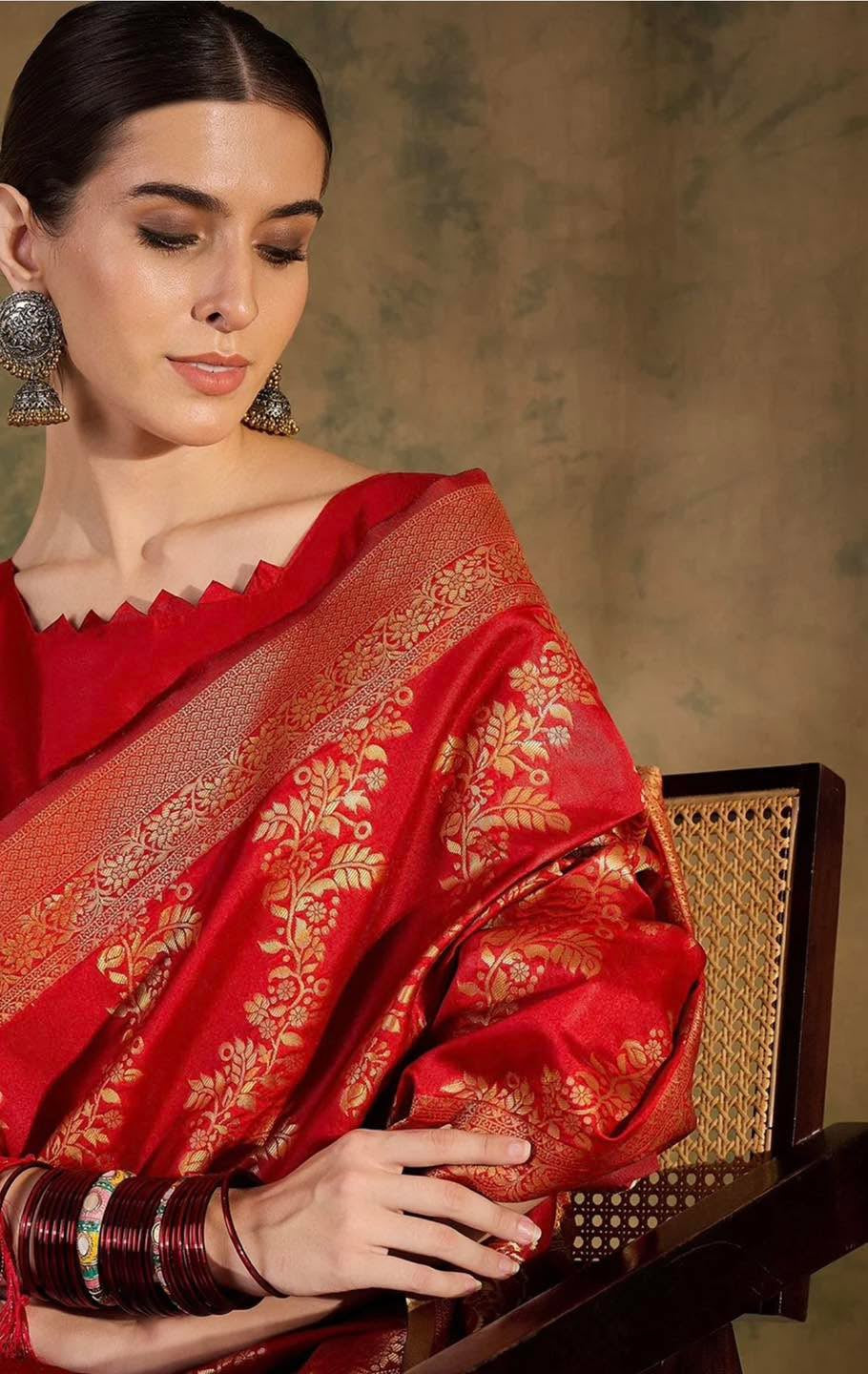 Red Bridal Banarasi Saree