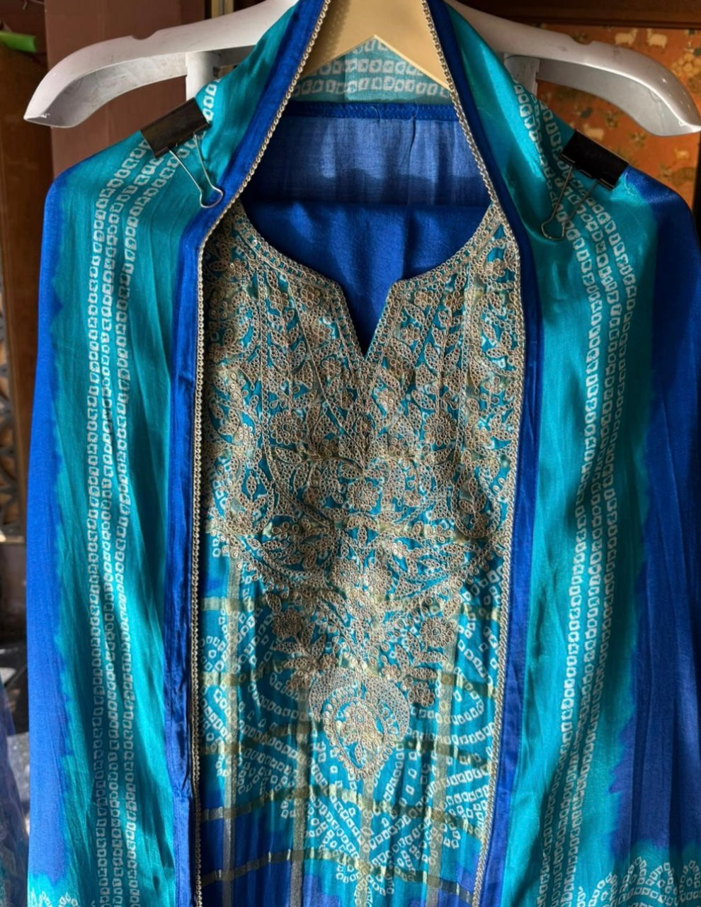Blue Bandhej Dress