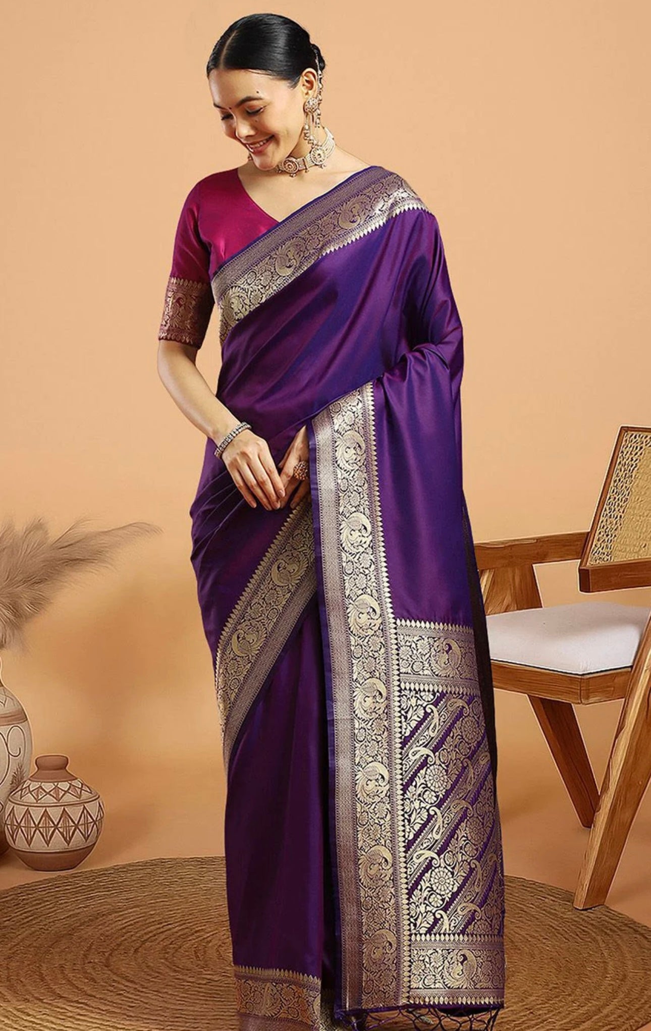 Purple Kanjiwaram Saree