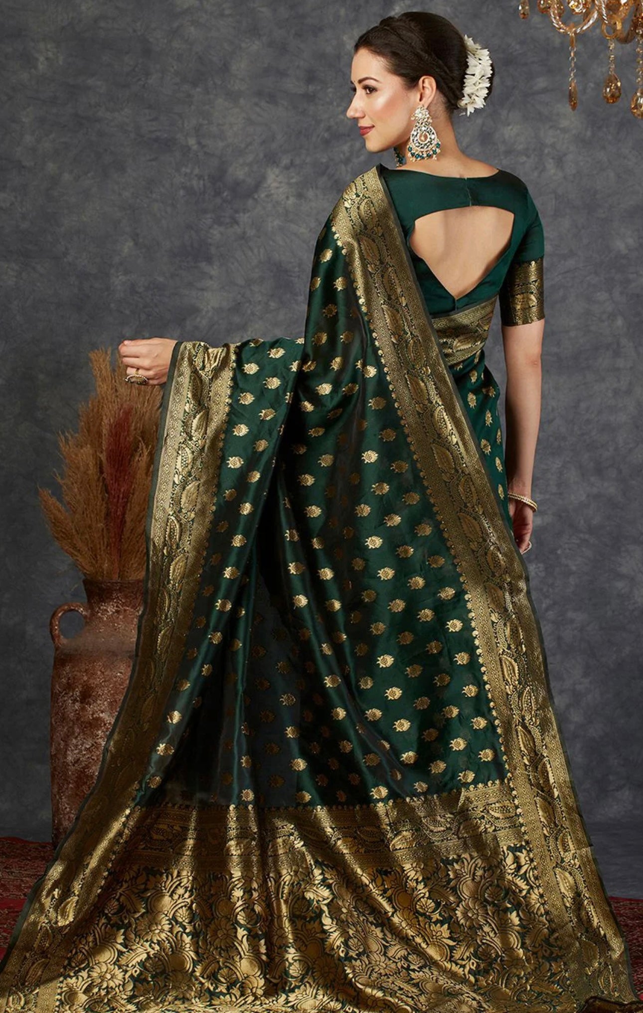 Dark Green Kanjiwaram Saree