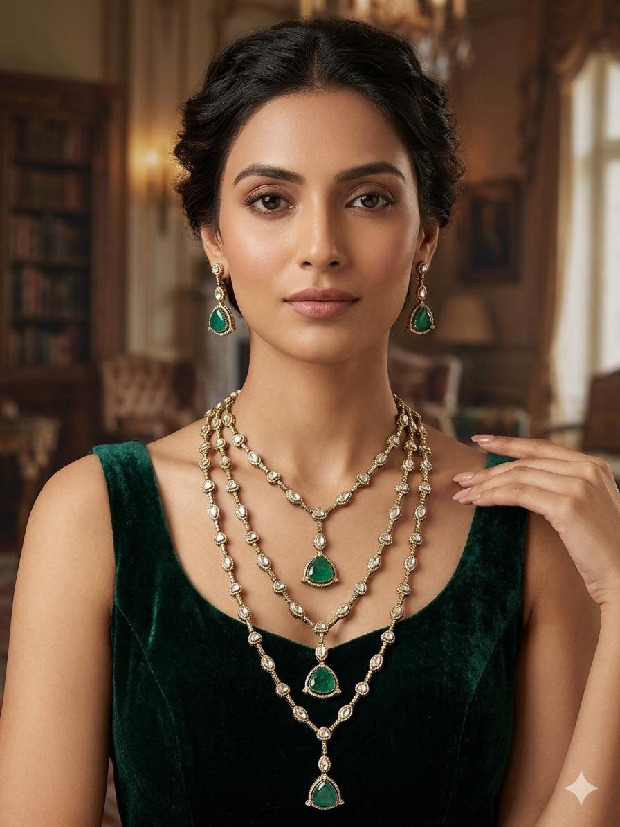 Majestic Emerald Bloom Layered Set