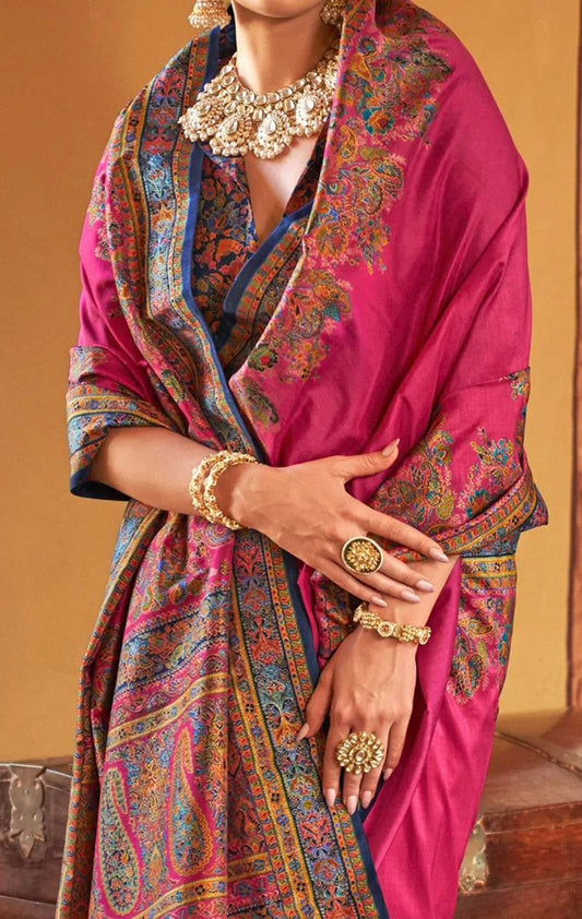 Hot Pink Kani Silk Saree