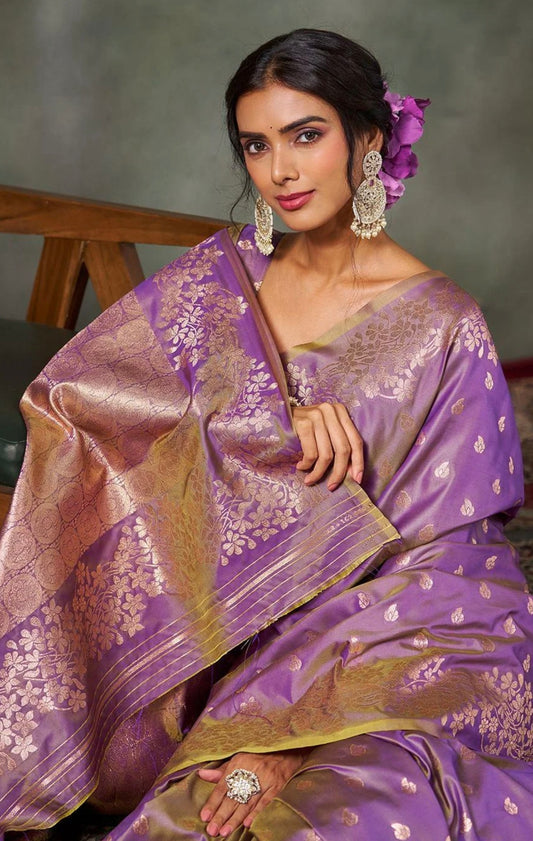 Light Purple & Gold Saree