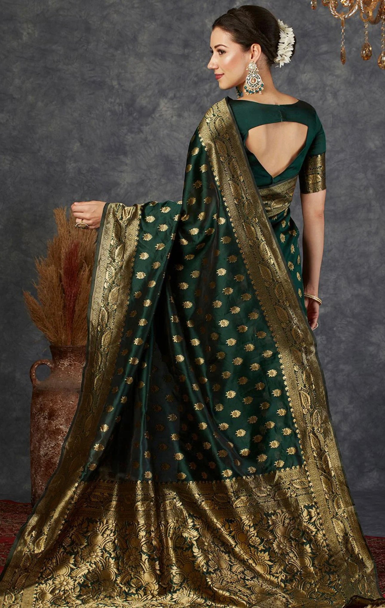 Dark Green Kanjiwaram Saree