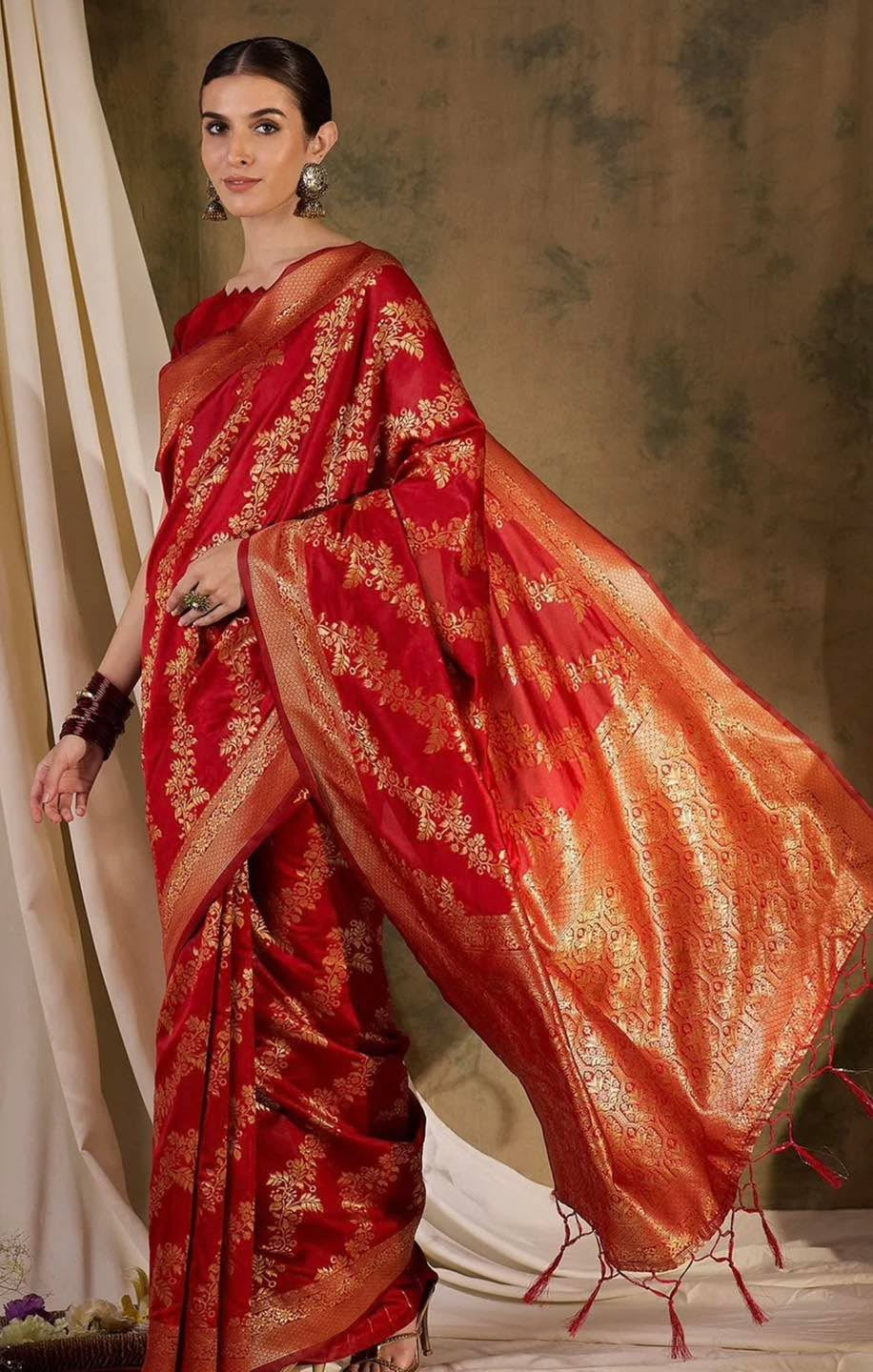 Red Bridal Banarasi Saree