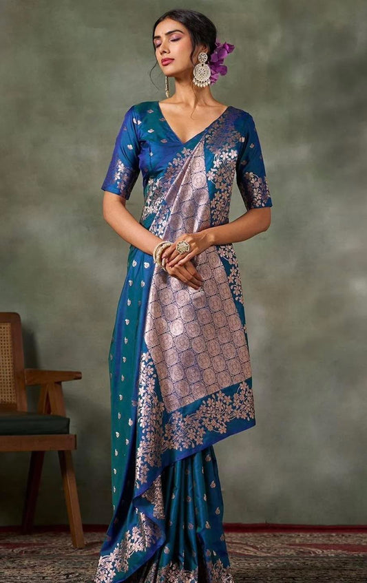 Indigo Banarasi Silk saree