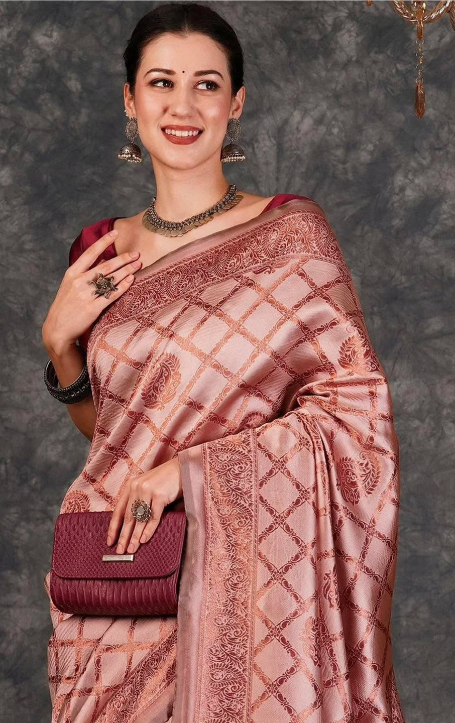 Dusky Pink Silk Saree
