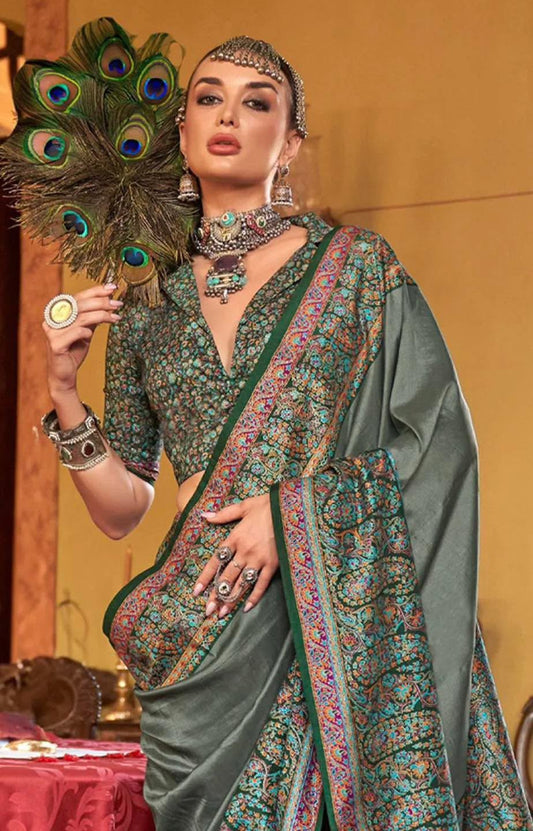 Sea Green Kani Silk Saree