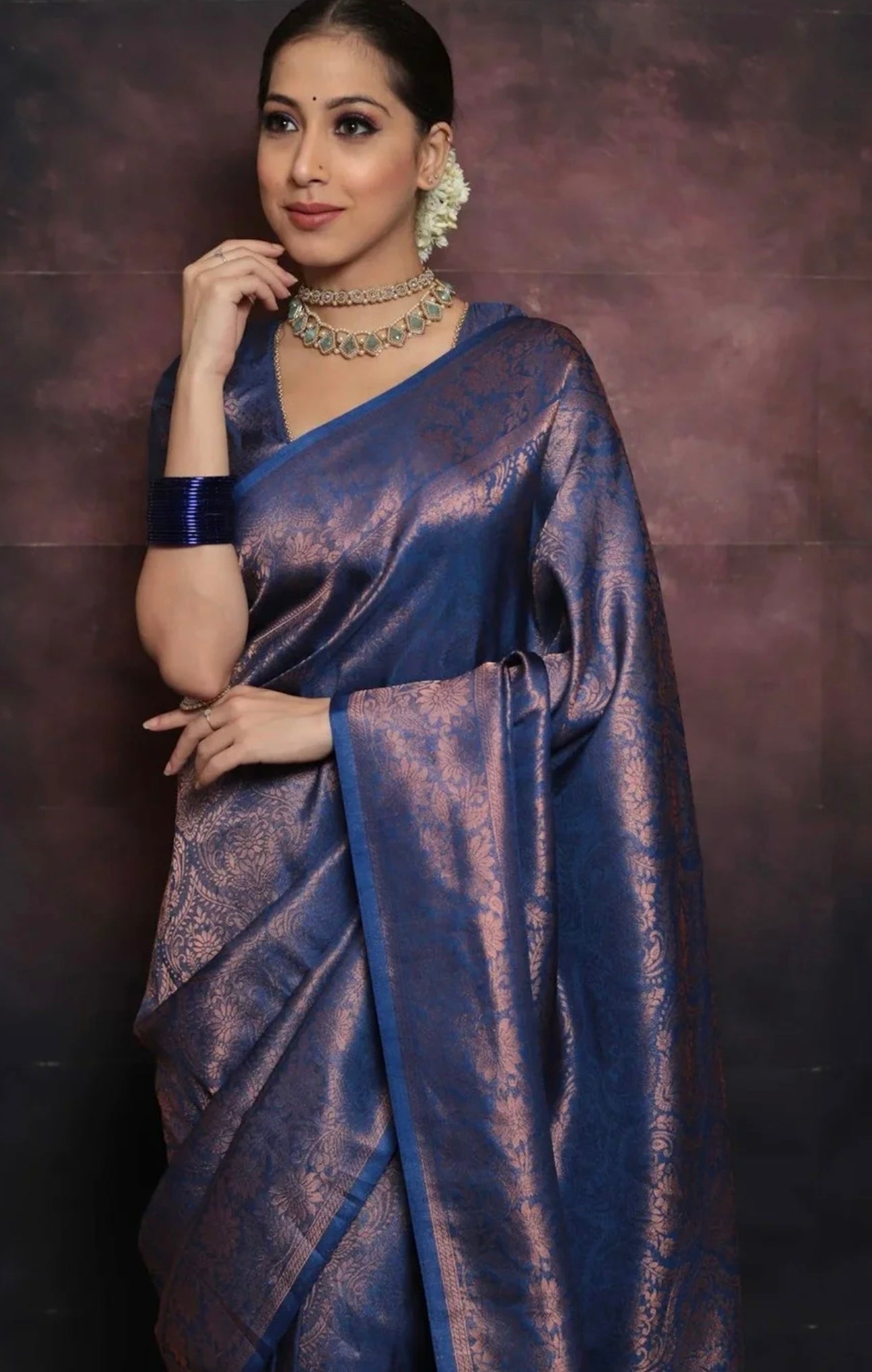 Blue Kanchiwaram Saree