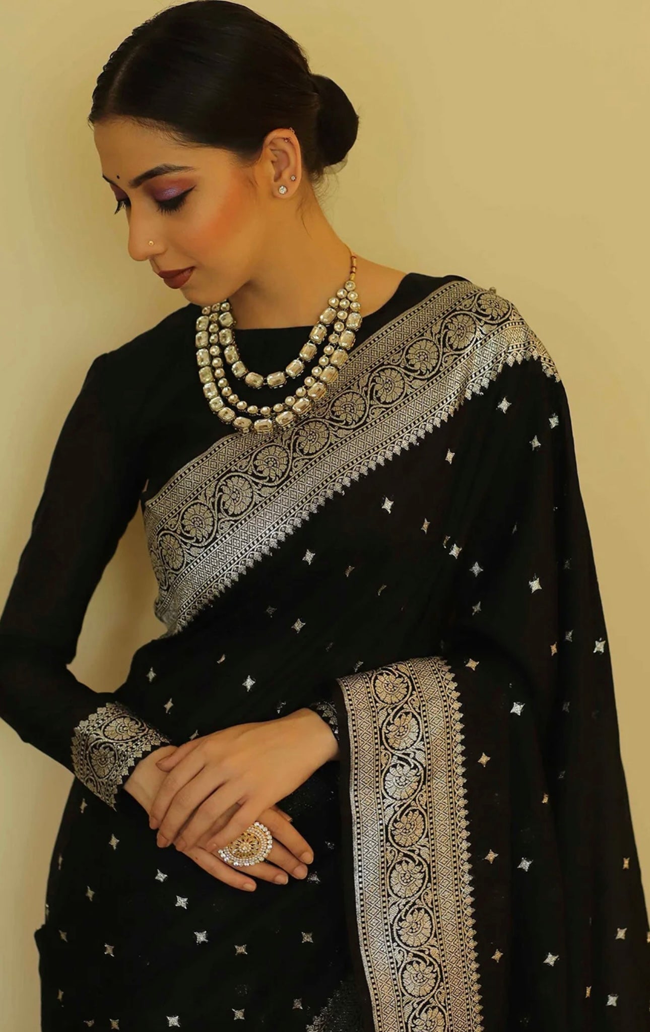 Black & Silver Kanjiwaram Saree