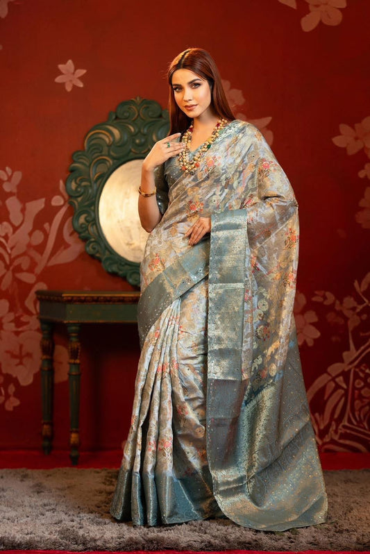 Ash Bandhej Saree