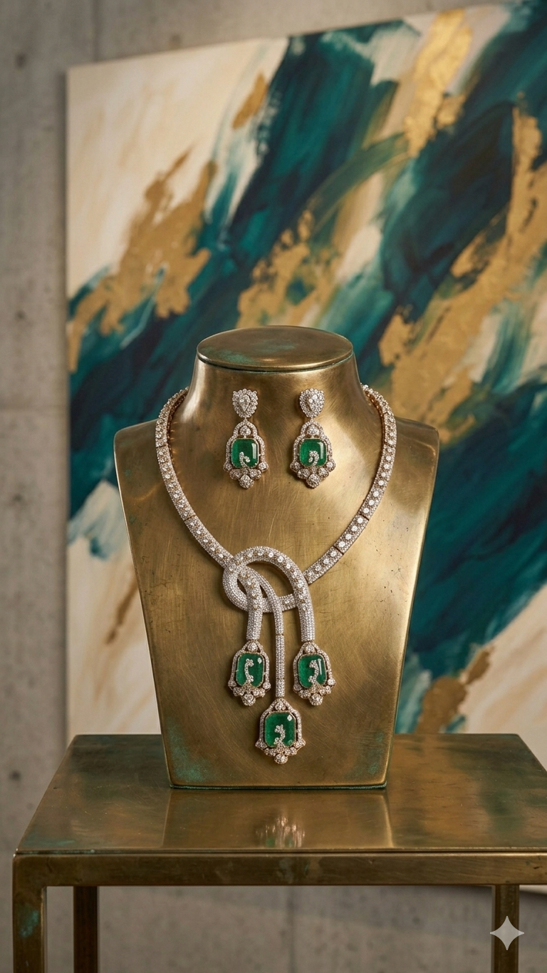Twisted emerald set