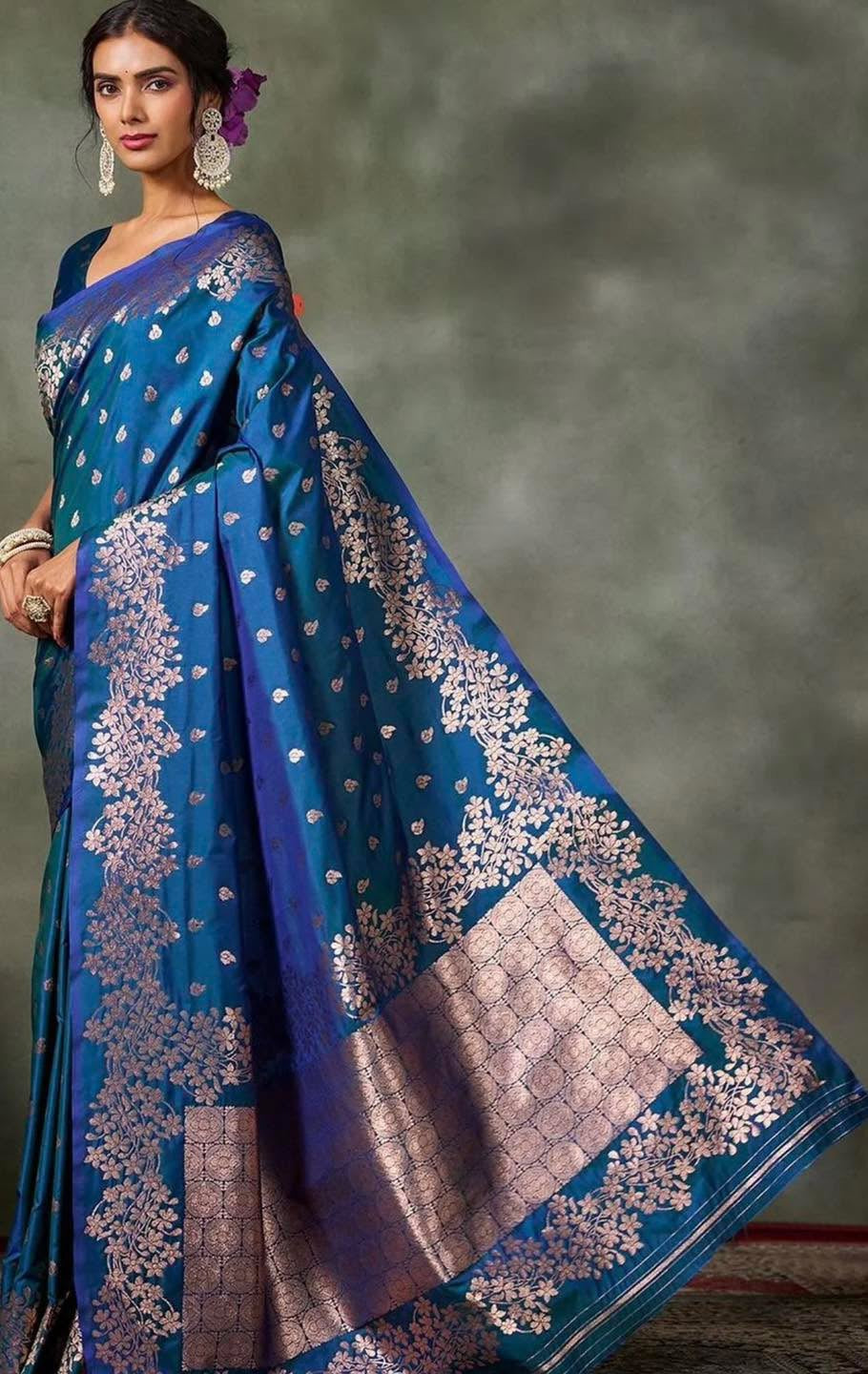 Indigo Banarasi Silk saree