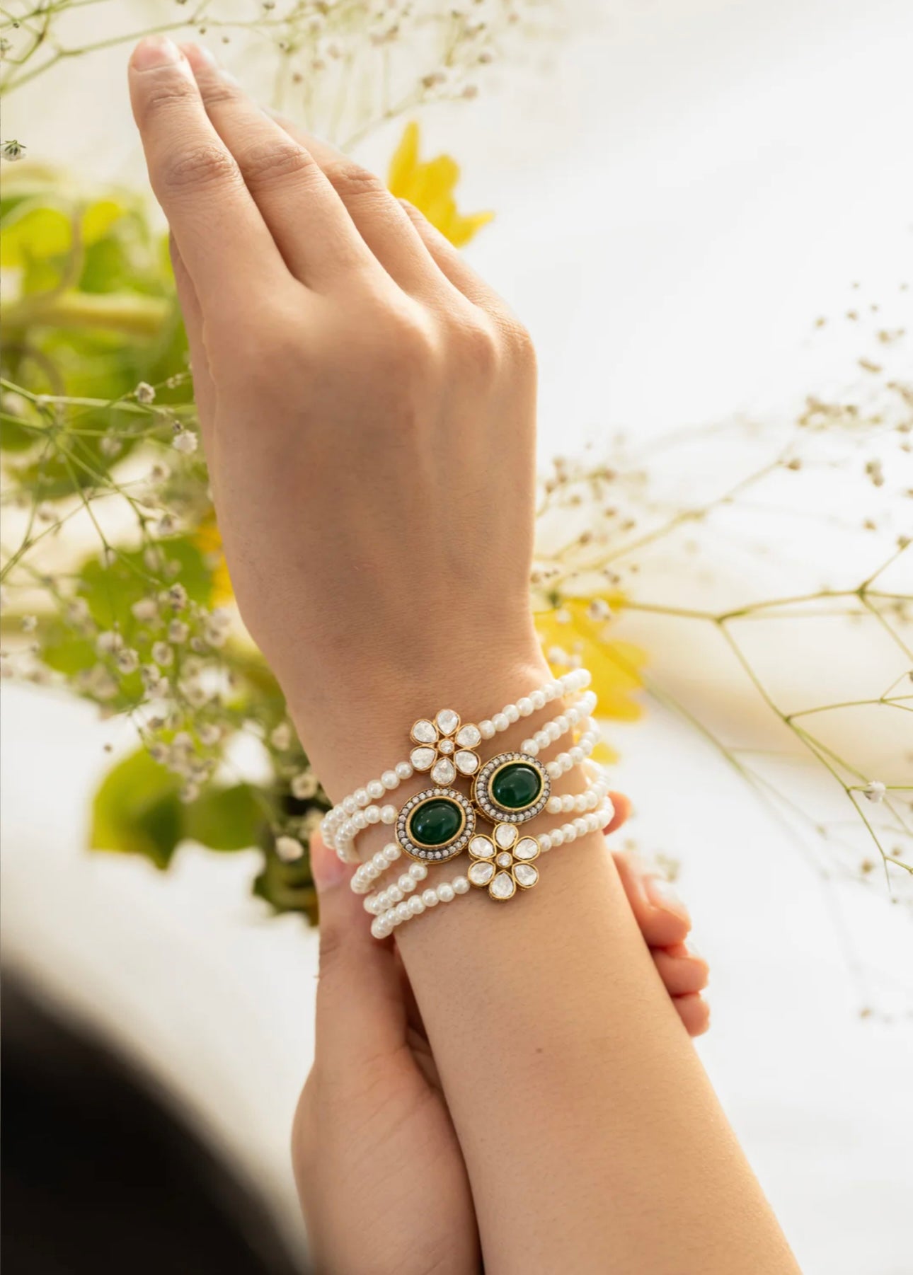 Pearl n kundan bracelet