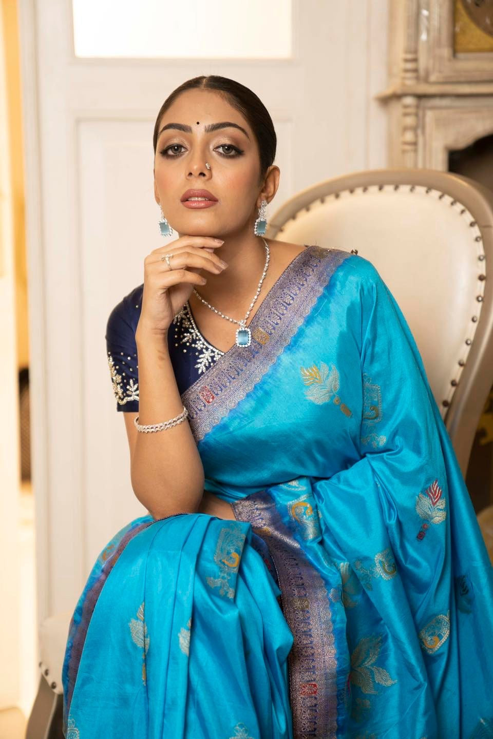 Firoza Blue Katan Silk