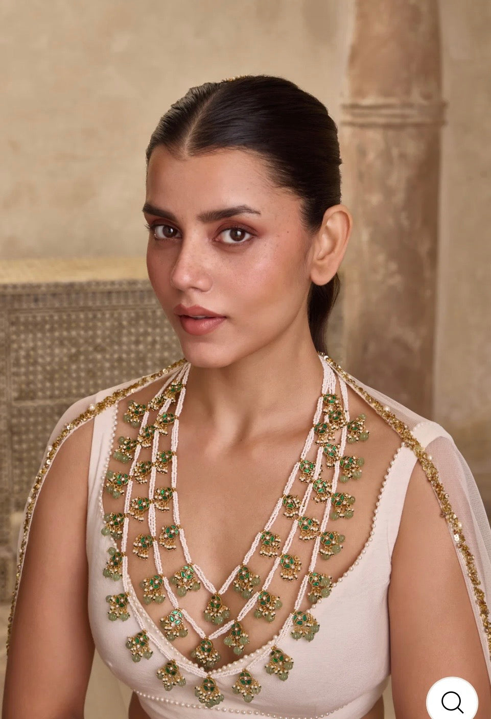 Layered Kundan & Emerald Set