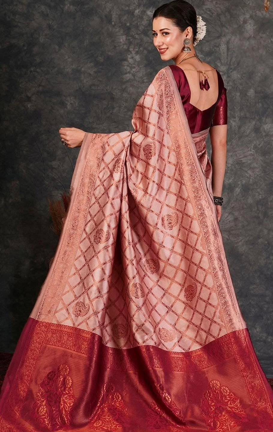 Dusky Pink Silk Saree