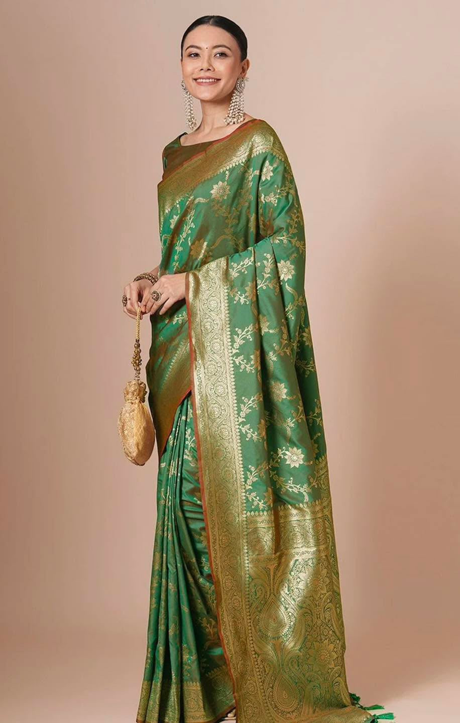 Emerald Green Banarasi Saree