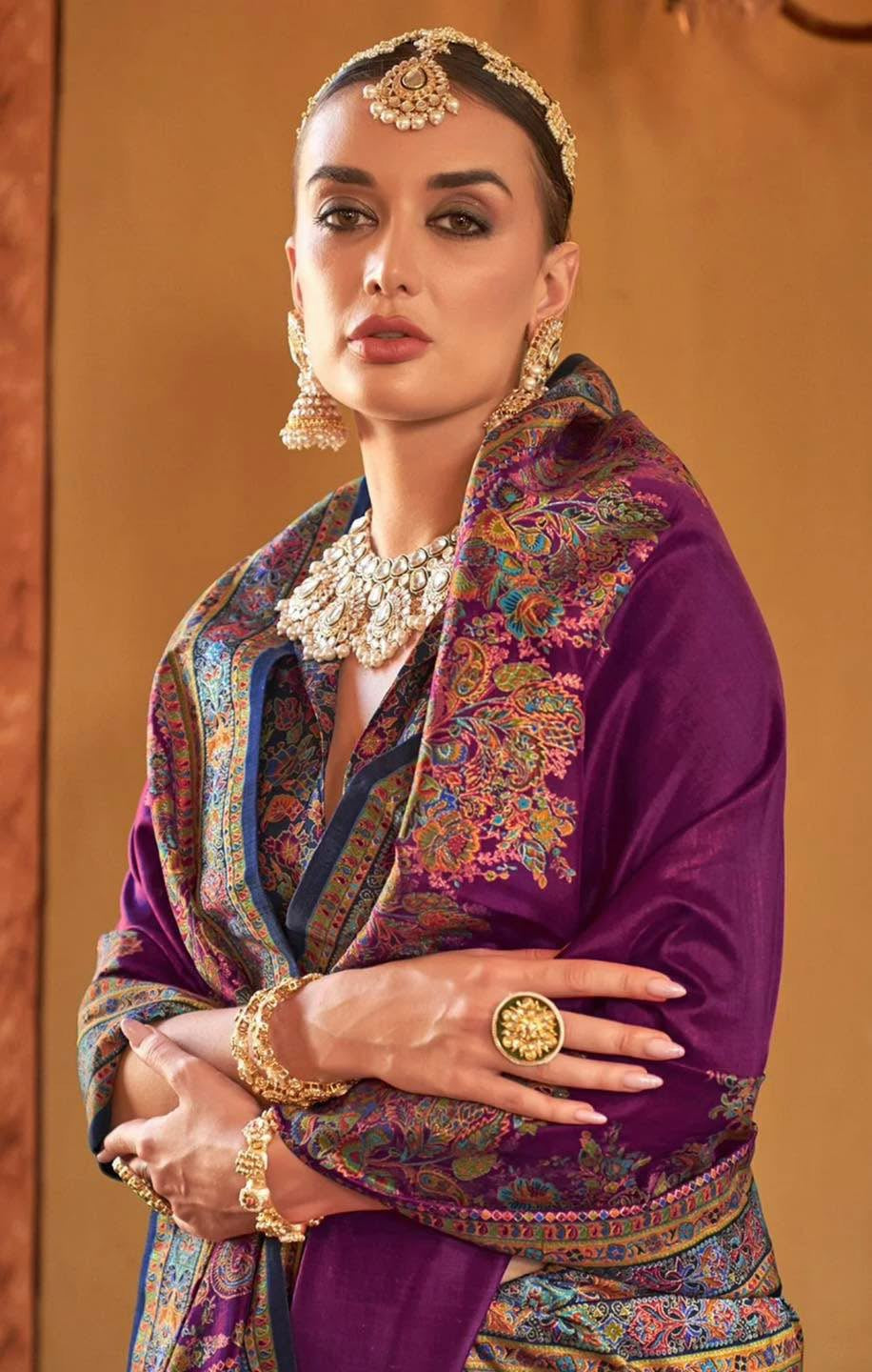Purple n Pink Kani Silk Saree