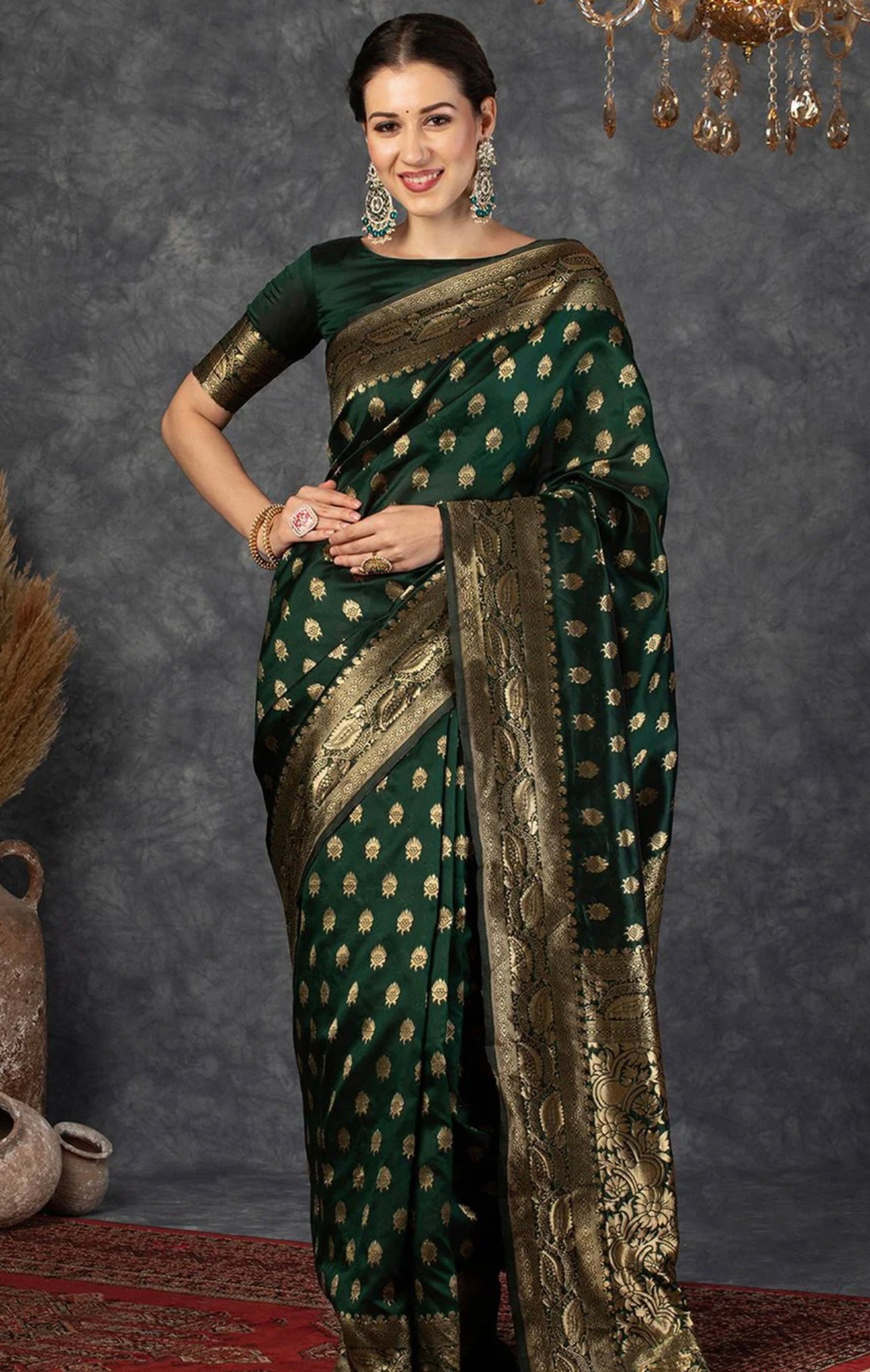 Dark Green Kanjiwaram Saree