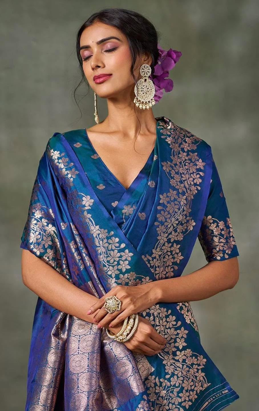 Indigo Banarasi Silk saree