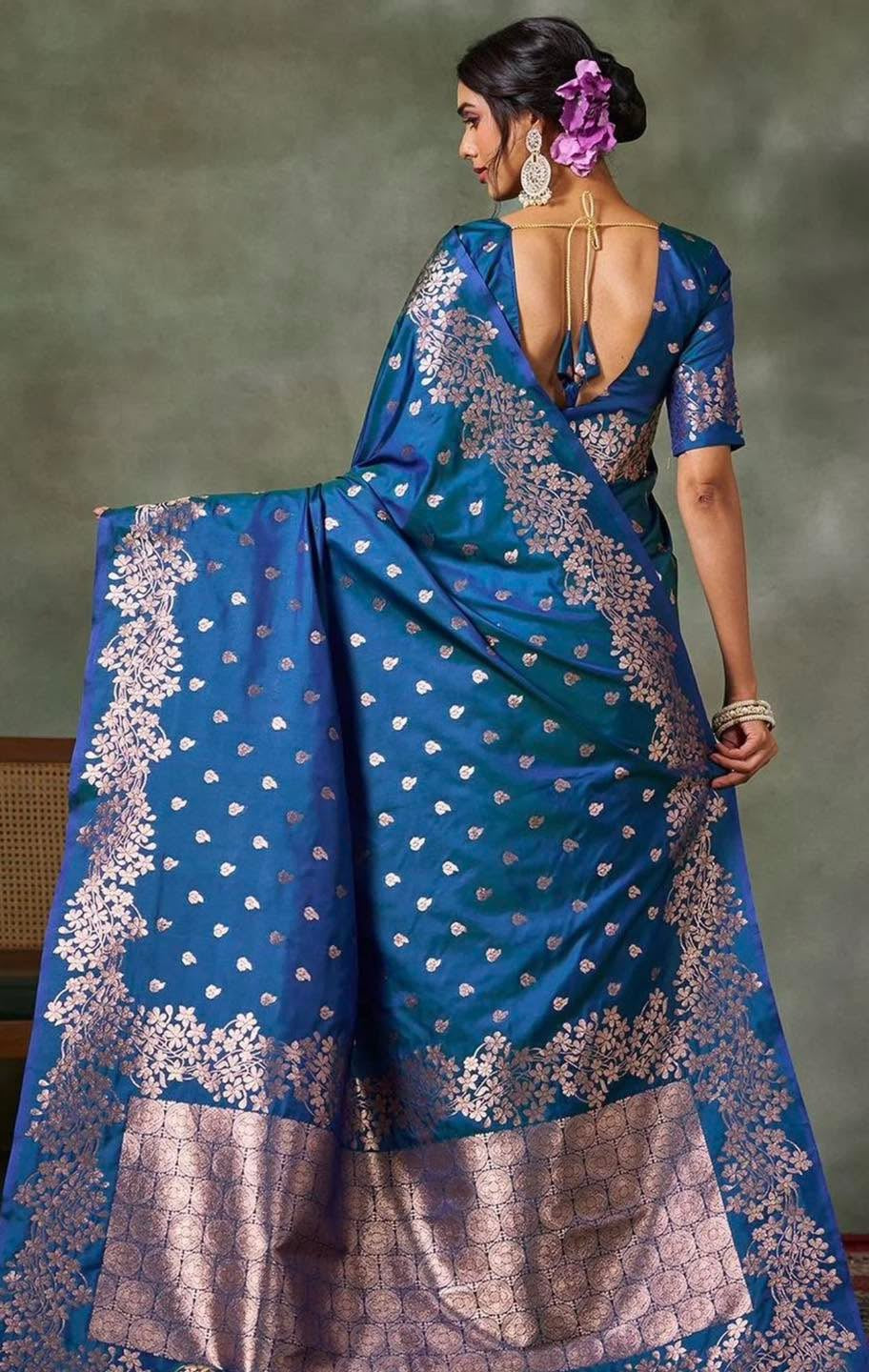 Indigo Banarasi Silk saree