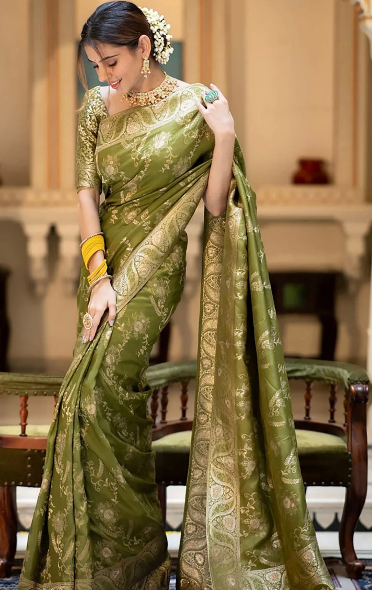 Pastel Green Banarasi