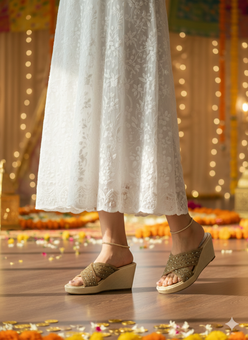 Golden Pearl Heels